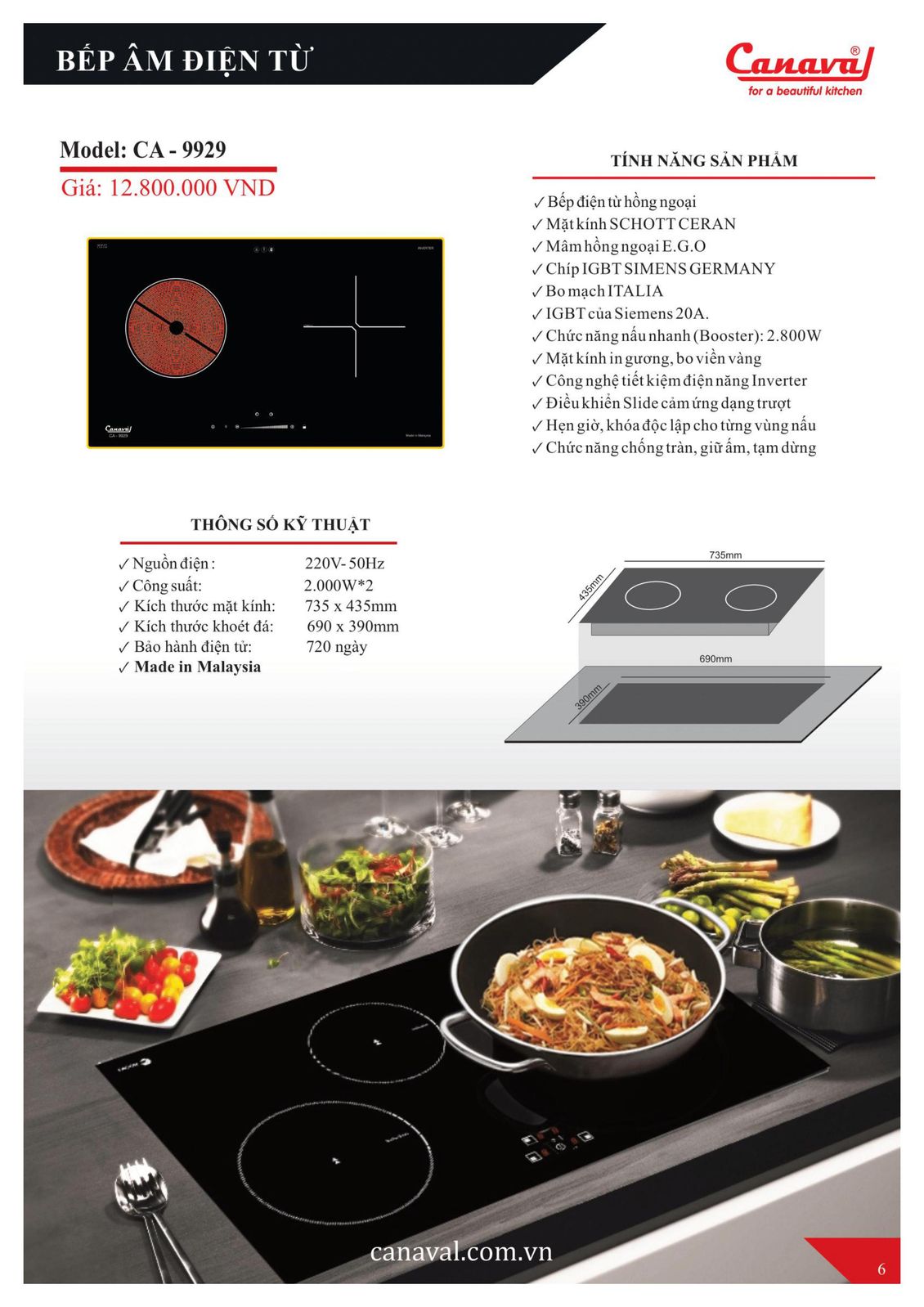 Bếp âm điện từ Canaval 3